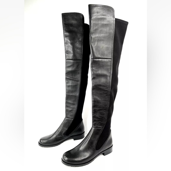 STUART WEITZMAN LANGDON OVER THE KNEE BLACK LEATHER STRETCH BOOTS SIZE US 5 - Picture 9 of 9
